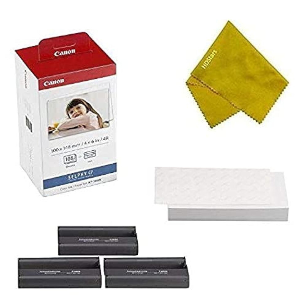 Canon KP-108IN 3 Color Ink Cassette and 108 Sheets 4 x 6 Paper Glossy