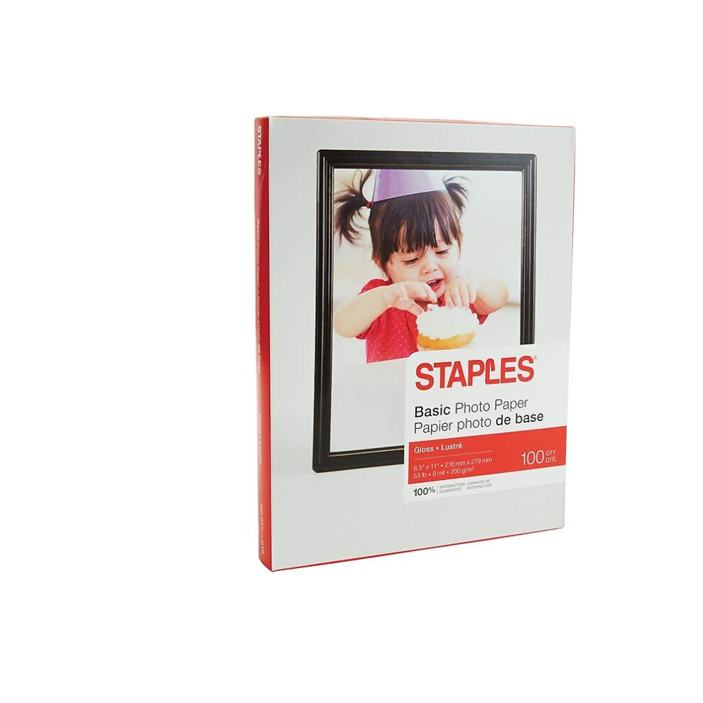 Staples 651611 Basic Glossy Photo Paper 8.5-Inch X 11-Inch 100/Pack (1