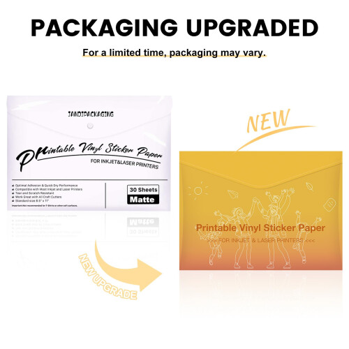 JANDJPACKAGING Εκτυπώσιμο Βινύλιο για Εκτυπωτή Inkjet - 30 Τεμάχια Ματ Λευκό 1