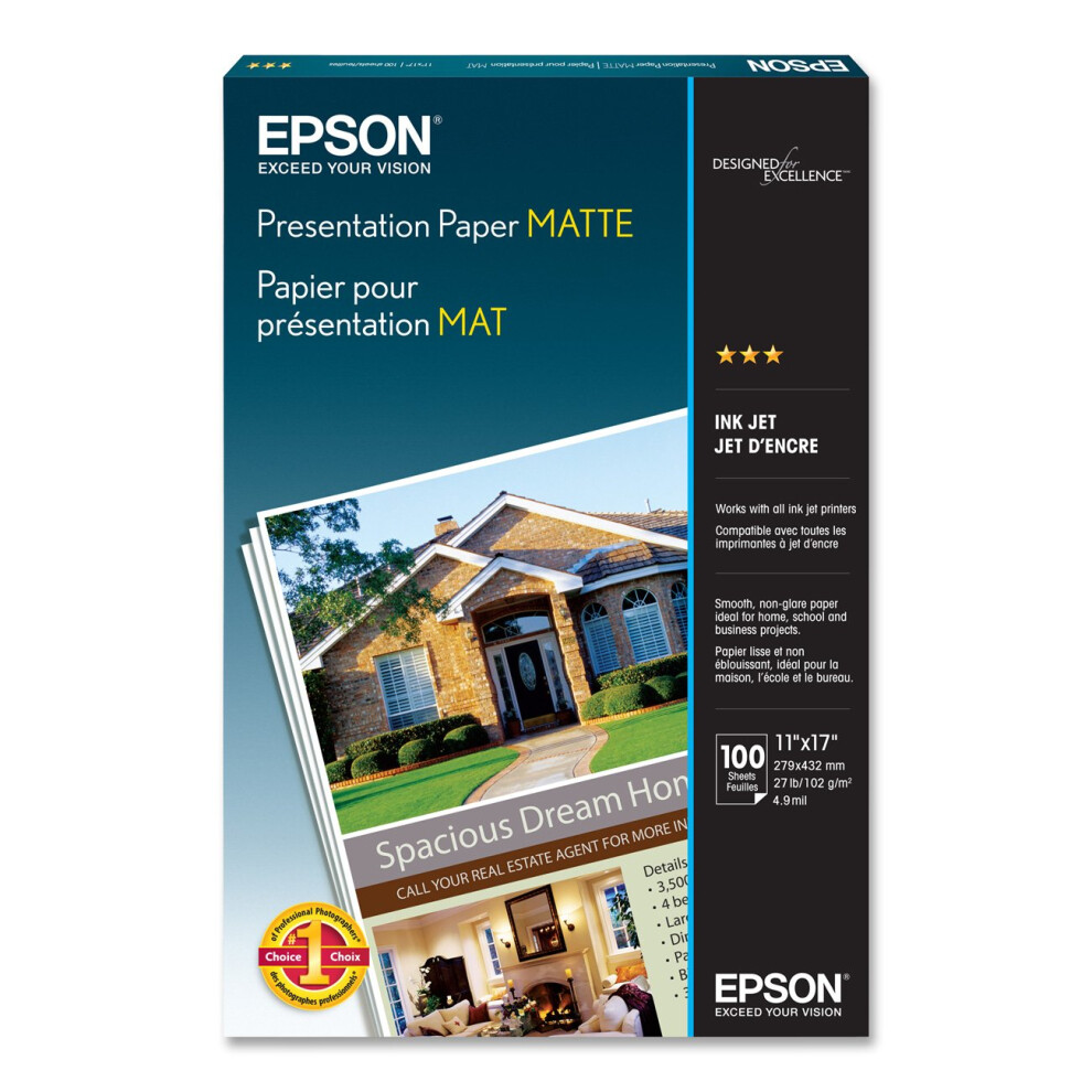 Epson Presentation Paper MATTE (11x17 Inches  100 Sheets) (S041070) Wh