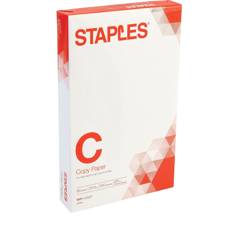 Staples Copy Paper  8 1/2"" x 14""  Ream