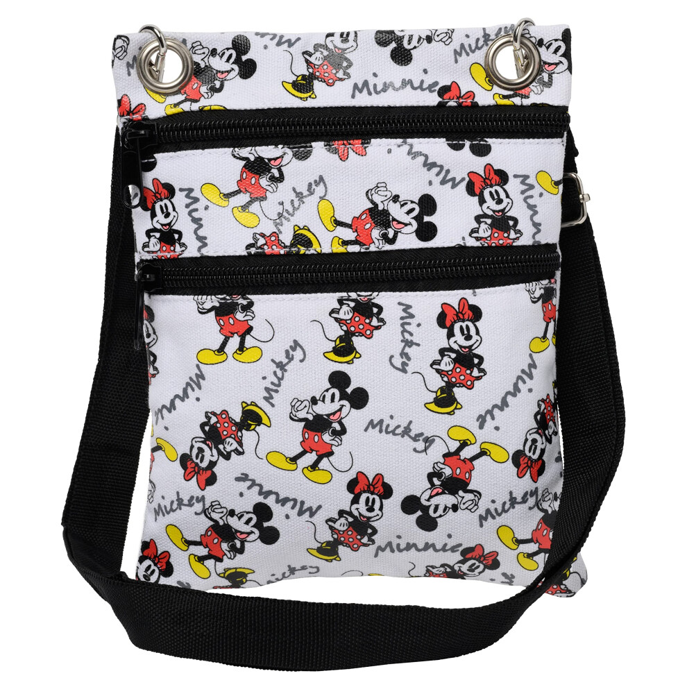 Disney Passport Crossbody Bag Mickey Minnie Mouse All Over Print Trave