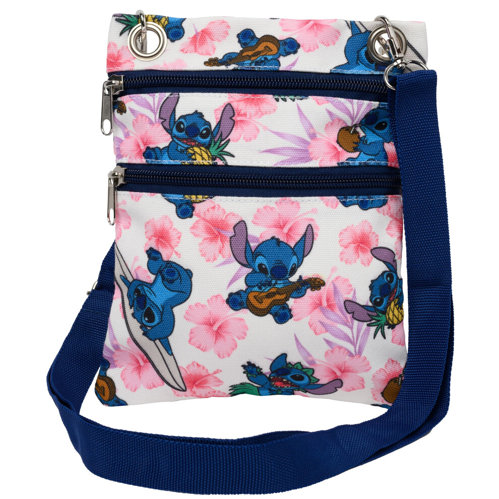 Disney Passport Crossbody Bag Stitch All Over Print (Blue Pink)