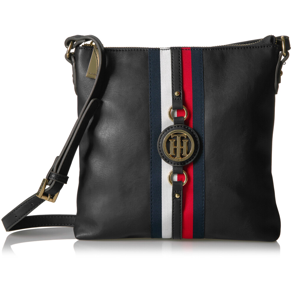 Tommy Hilfiger Women's Jaden Crossbody Bag  Black Polyvinyl Chloride