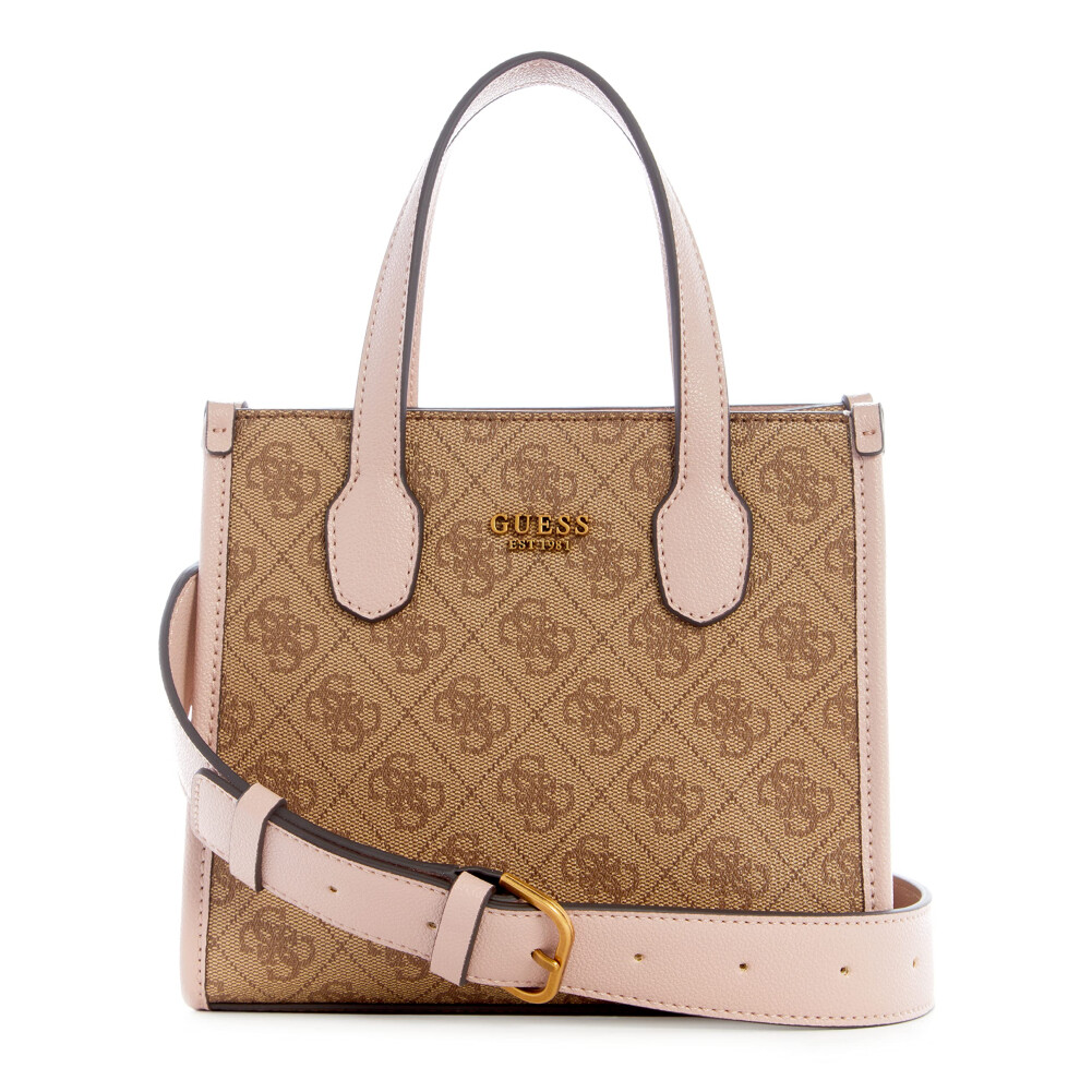 GUESS Silvana Mini Tote  Latte Logo/Rosewood