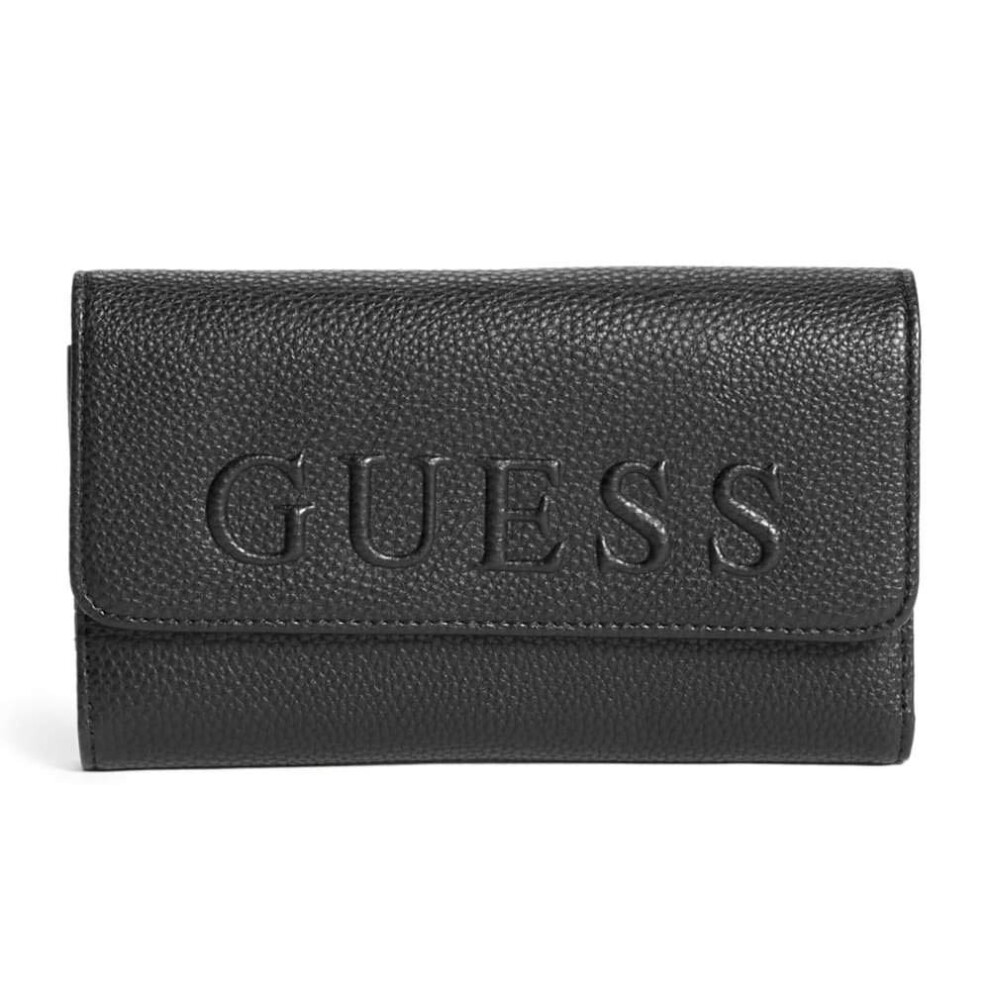 GUESS Logo Embossed Flap Wallet Clutch Bag