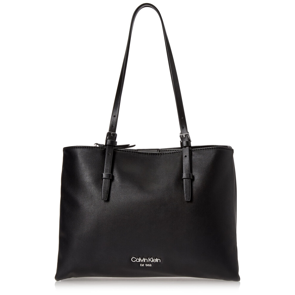 Calvin Klein Penny Triple Compartment Tote  Black/Silver One Size