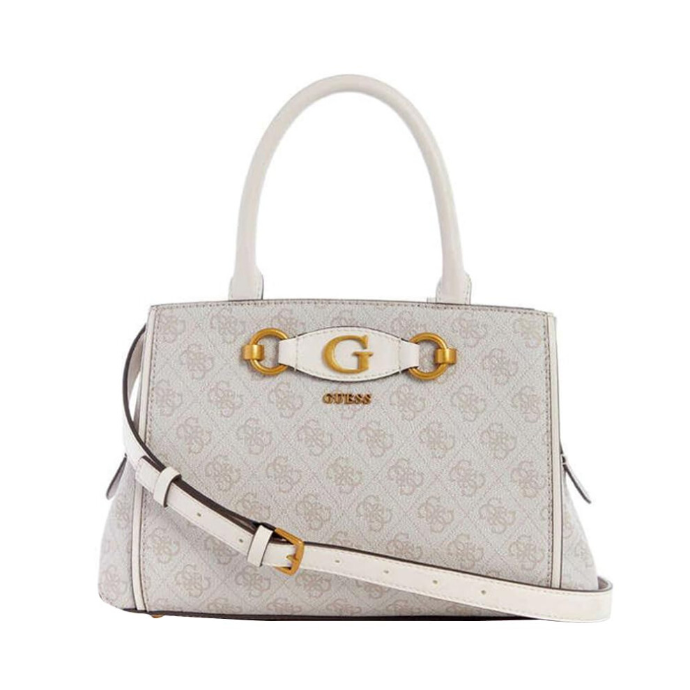 GUESS Izzy Small Girlfriend Satchel Brown Logo/Cognac One Size