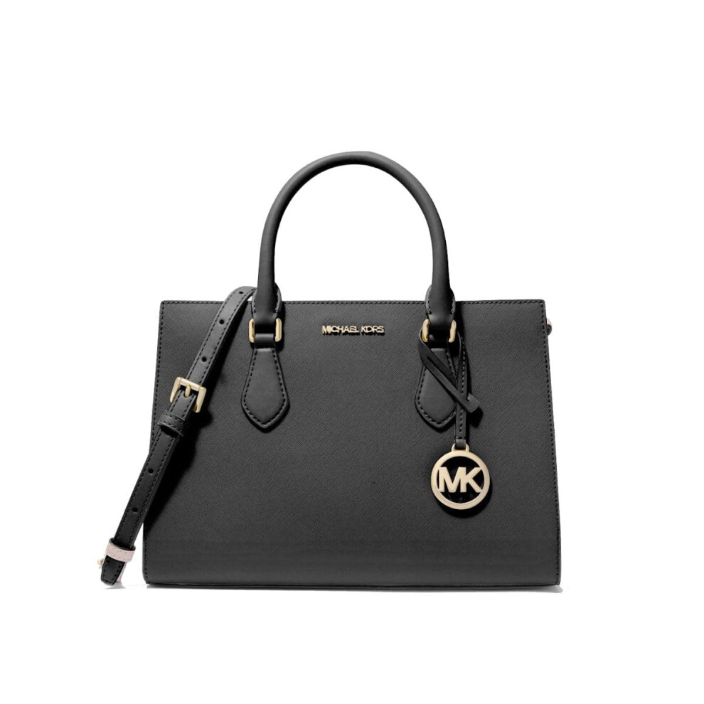 Michael Kors handbag for women Sheila satchel medium (Black With Gold