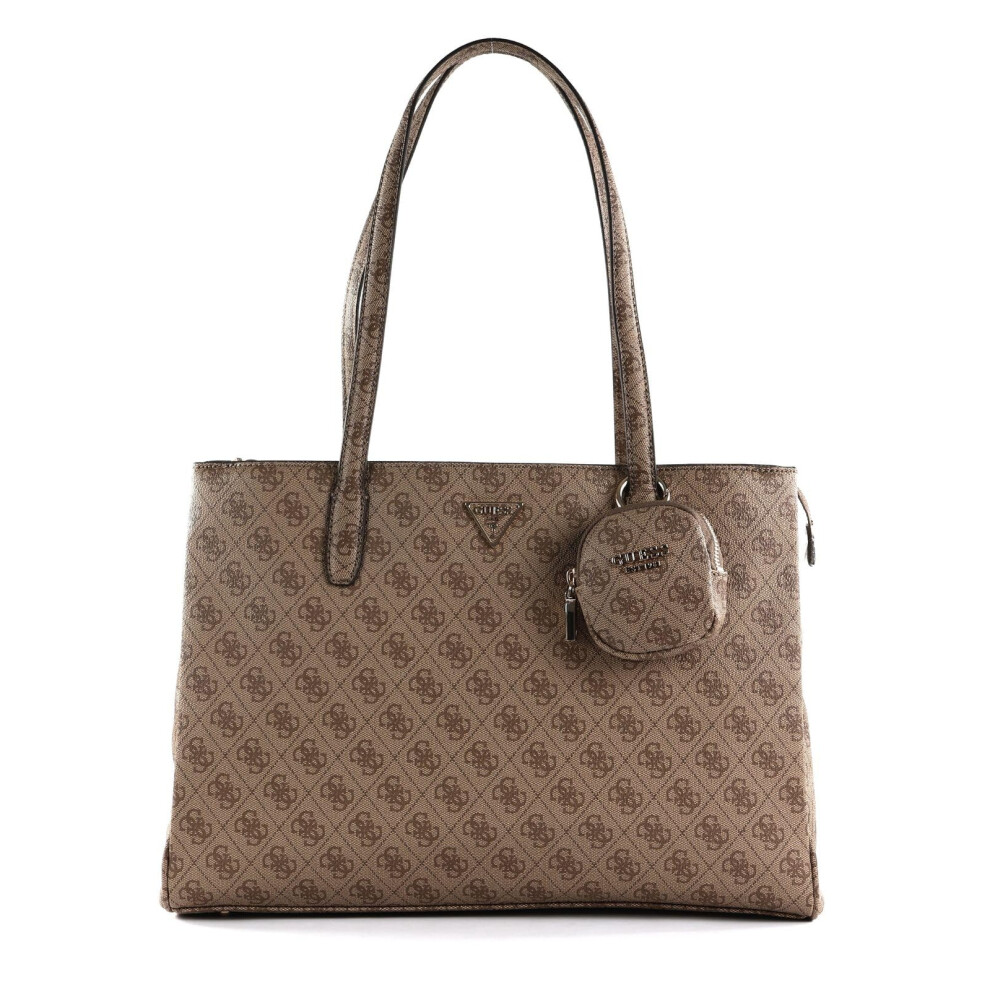 GUESS Power Play Tech Tote Latte Logo