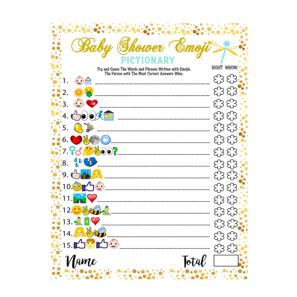 LOTUS-A Baby Shower Games - Emoji Pictionary Fun Guessing Game Girls B