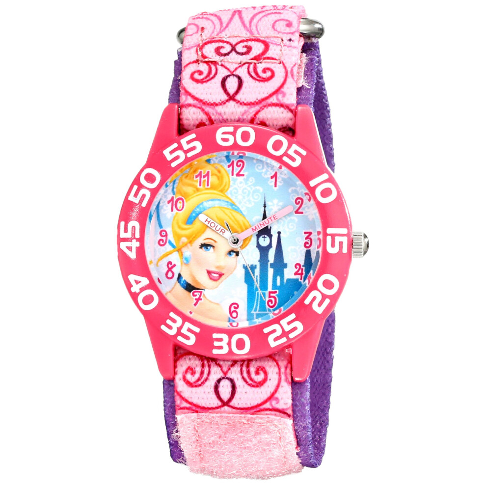 Disney Princess Kids' Plastic Time Teacher Analog Quartz Nylon Strap W