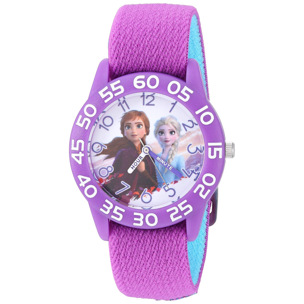 Disney Frozen Kids' Plastic Time Teacher Analog Quartz Nylon Strap Wat