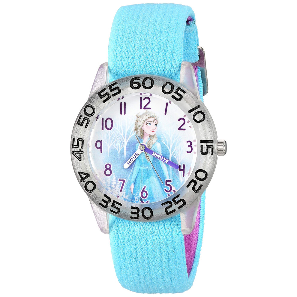 Disney Frozen Kids' Plastic Time Teacher Analog Quartz Nylon Strap Wat