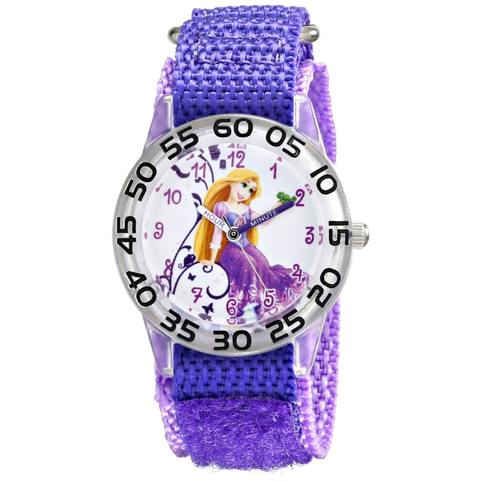 Disney Princess Kids' Plastic Time Teacher Analog Quartz Nylon Strap W