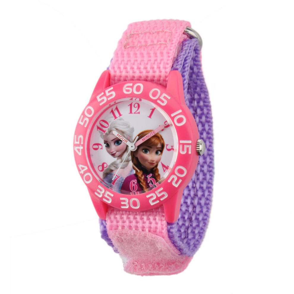 Disney Frozen Kids' Plastic Time Teacher Analog Quartz Nylon Strap Wat