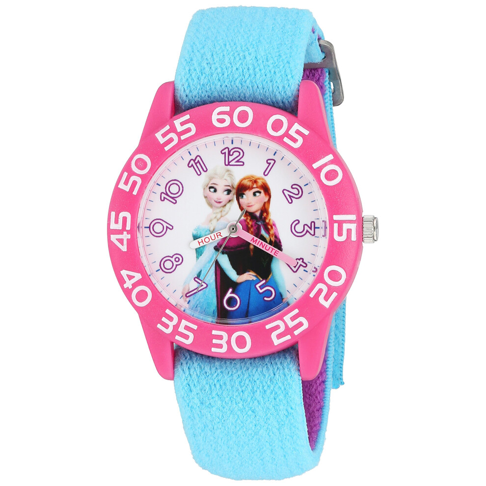 Disney Frozen Kids' Plastic Time Teacher Analog Quartz Nylon Strap Wat