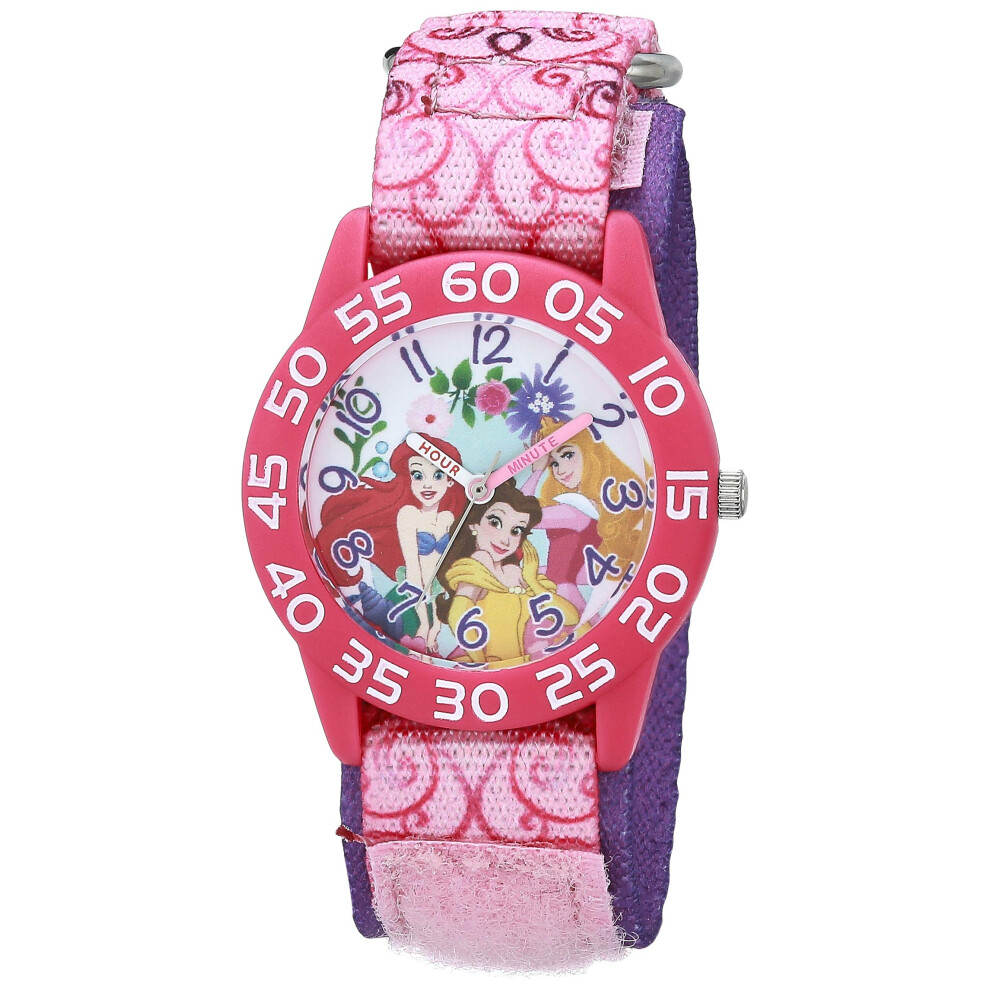 Disney Princess Kids' Plastic Time Teacher Analog Quartz Nylon Strap W