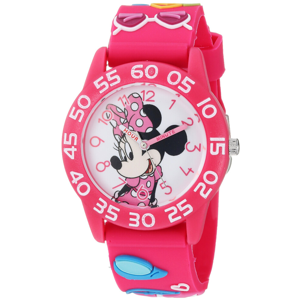 Disney Minnie Mouse Kids' Plastic Time Teacher Analog Quartz 3D Strap