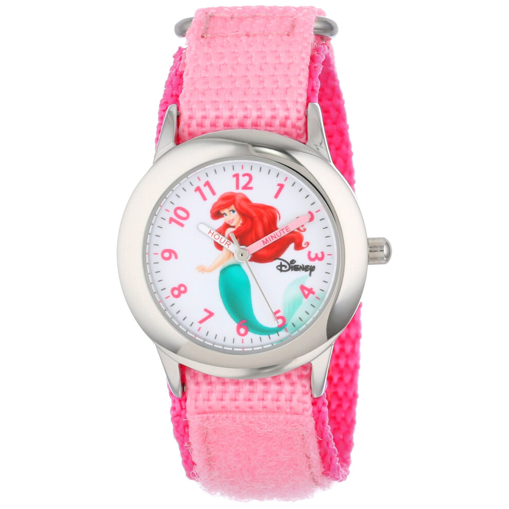 Disney Princess Kids' Stainless Steel Time Teacher Analog Quartz Nylon