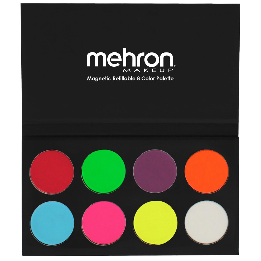 Mehron Makeup Paradise FX Neon UV Glow 8 Color Palette | Magnetic Refi