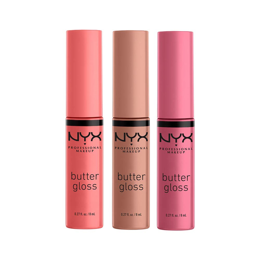 NYX PROFESSIONAL MAKEUP Butter Gloss  Non-Sticky Lip Gloss - Pack Of 3