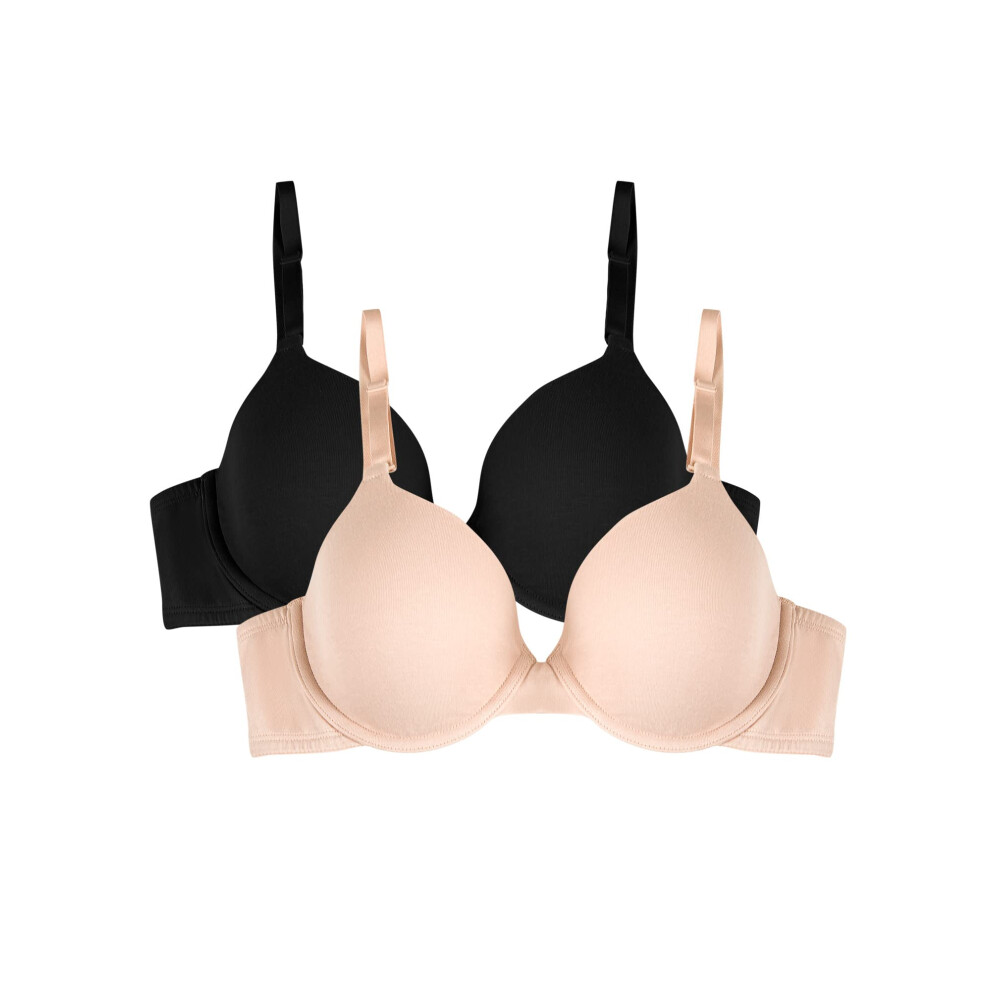 Fruit of the Loom Women's 2-Pack T-Shirt Bra  Sand/black  42D