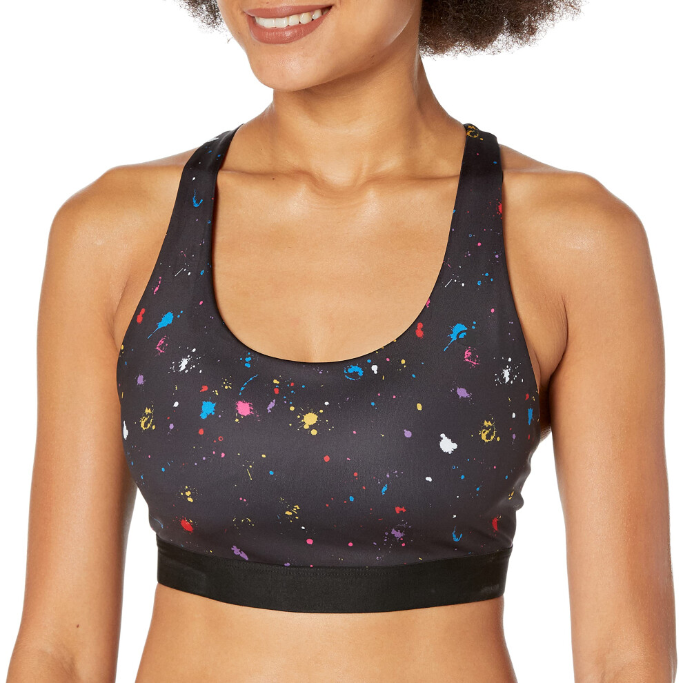 Champion Women's The Absolute Eco Strappy Bra  Sport Paint Splatter Bl