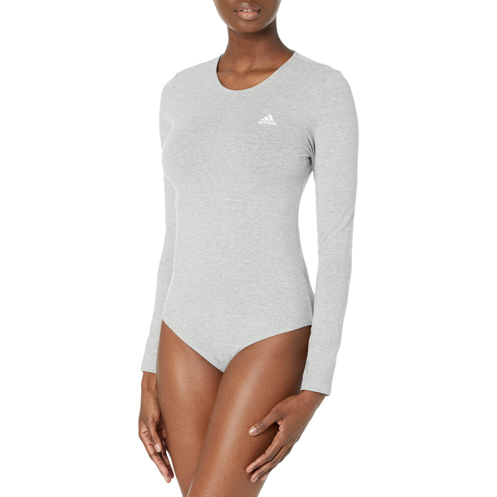 adidas Women's Studio Bodysuit  Medium Grey Heather/White  Small