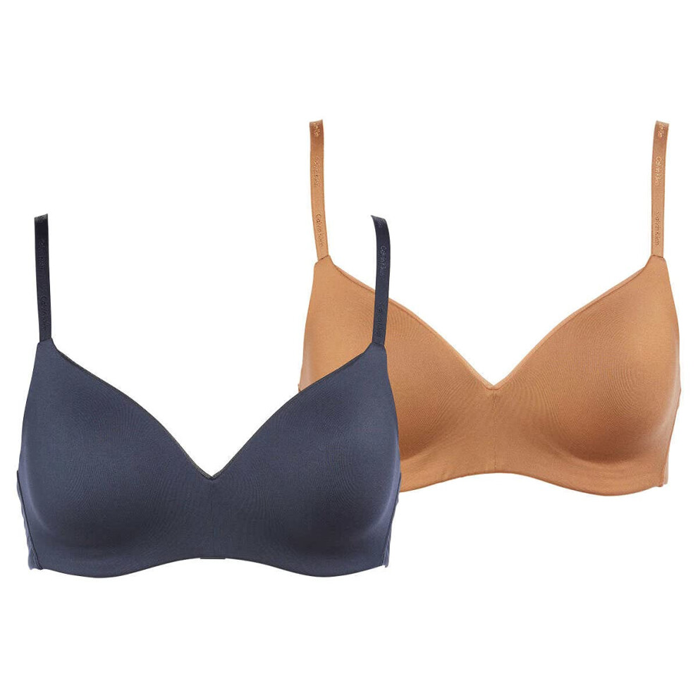 Calvin Klein Womens 2-Pack Lightly Lined Wirefree Bra (Shoreline/Bronz