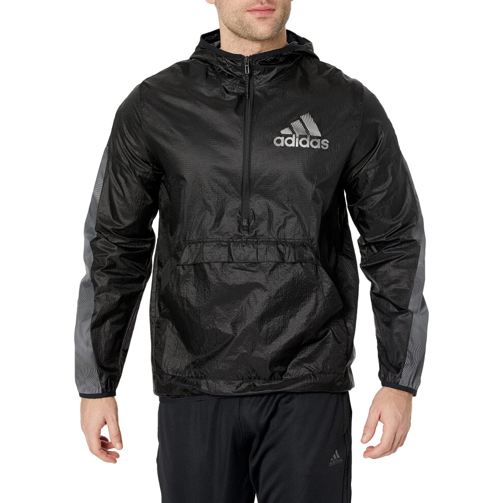 adidas Men's Seasonals Windbreaker  Black  Medium