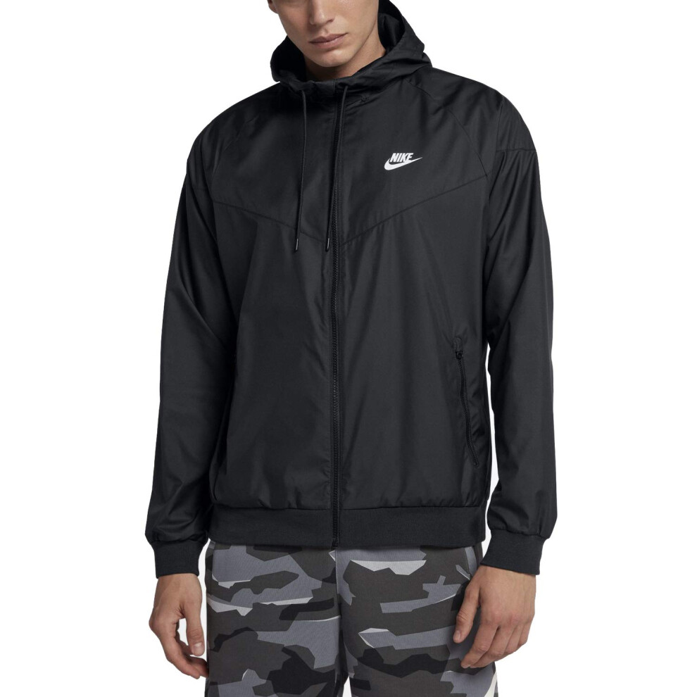 Nike mens Sportswear Windrunner Hooded Windbreaker Coat  Black/White