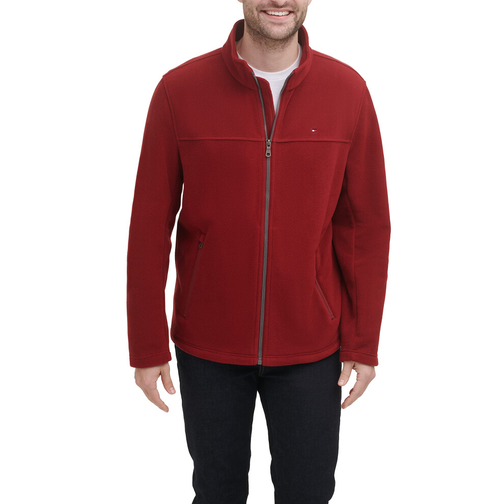 Tommy Hilfiger Men's Classic Zip Front Polar Fleece Jacket  Red  XL