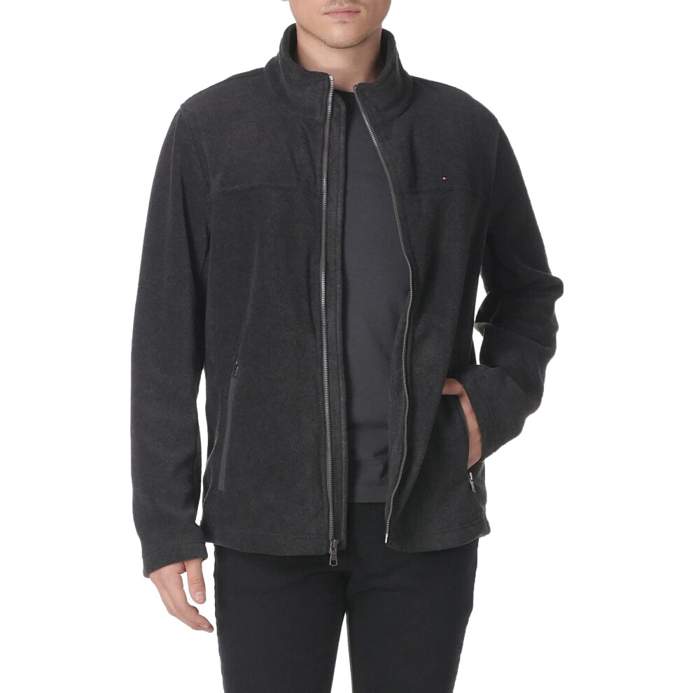 Tommy Hilfiger Men's Classic Zip Front Polar Fleece Jacket  Charcoal