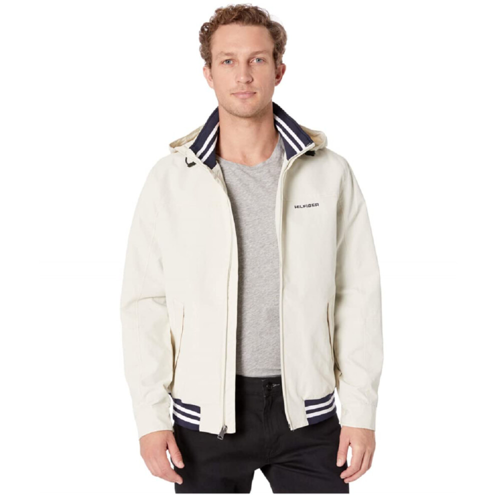 Tommy Hilfiger Men's Lightweight Waterproof Regatta Jacket  Silver Bir