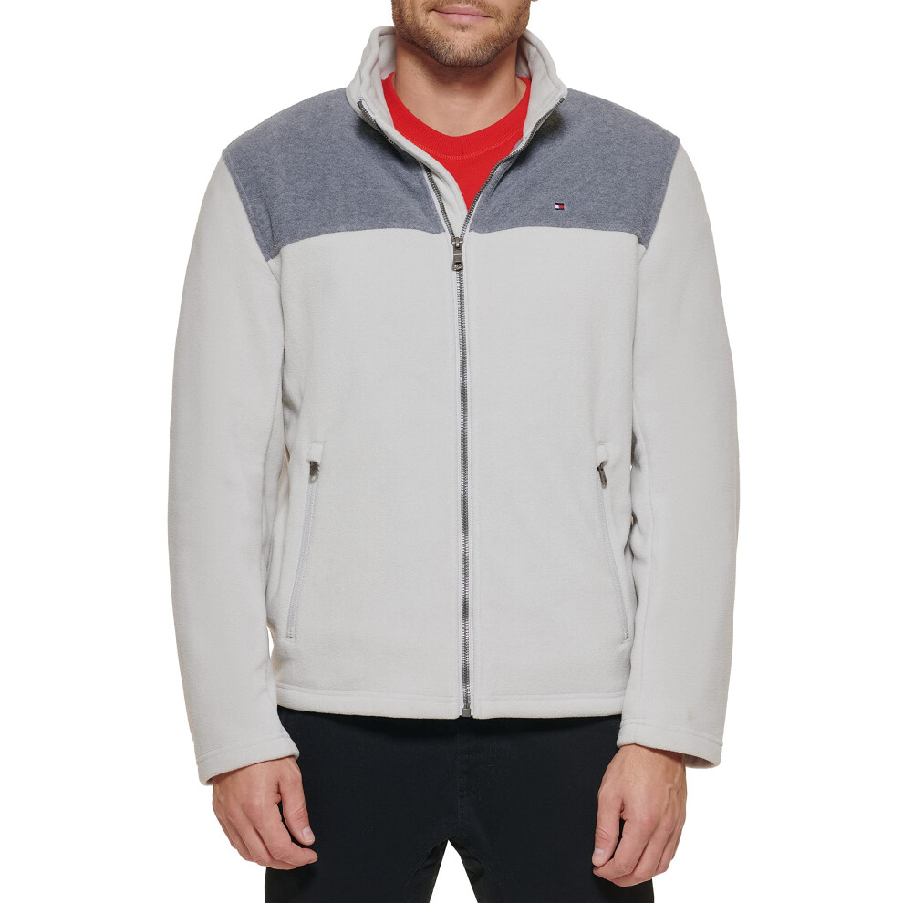 Tommy Hilfiger Men's Classic Zip Front Polar Fleece Jacket  Light Grey