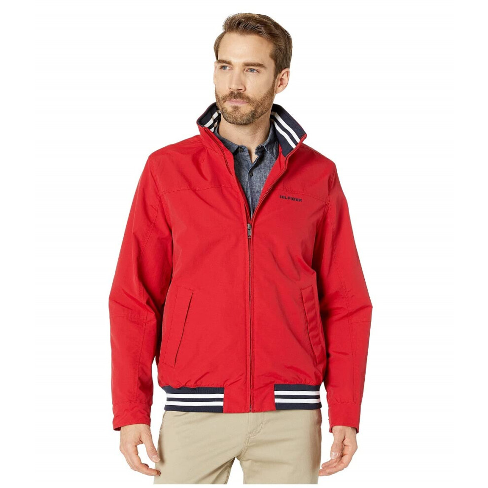 Tommy Hilfiger Men's Lightweight Waterproof Regatta Jacket  Racing Red