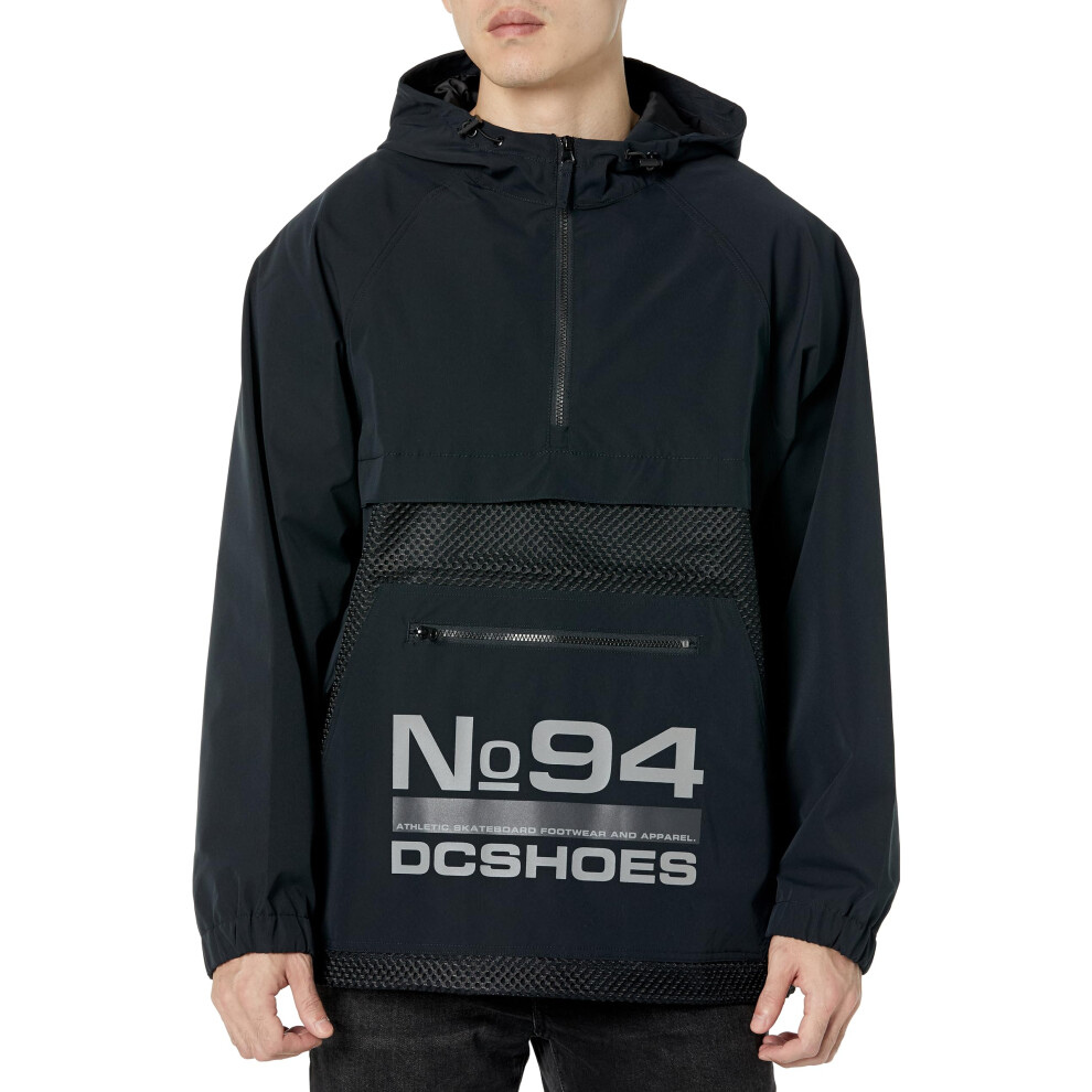 DC Men's Lofi Anorak Water Resistant Windbreaker Jacket  Black  Small