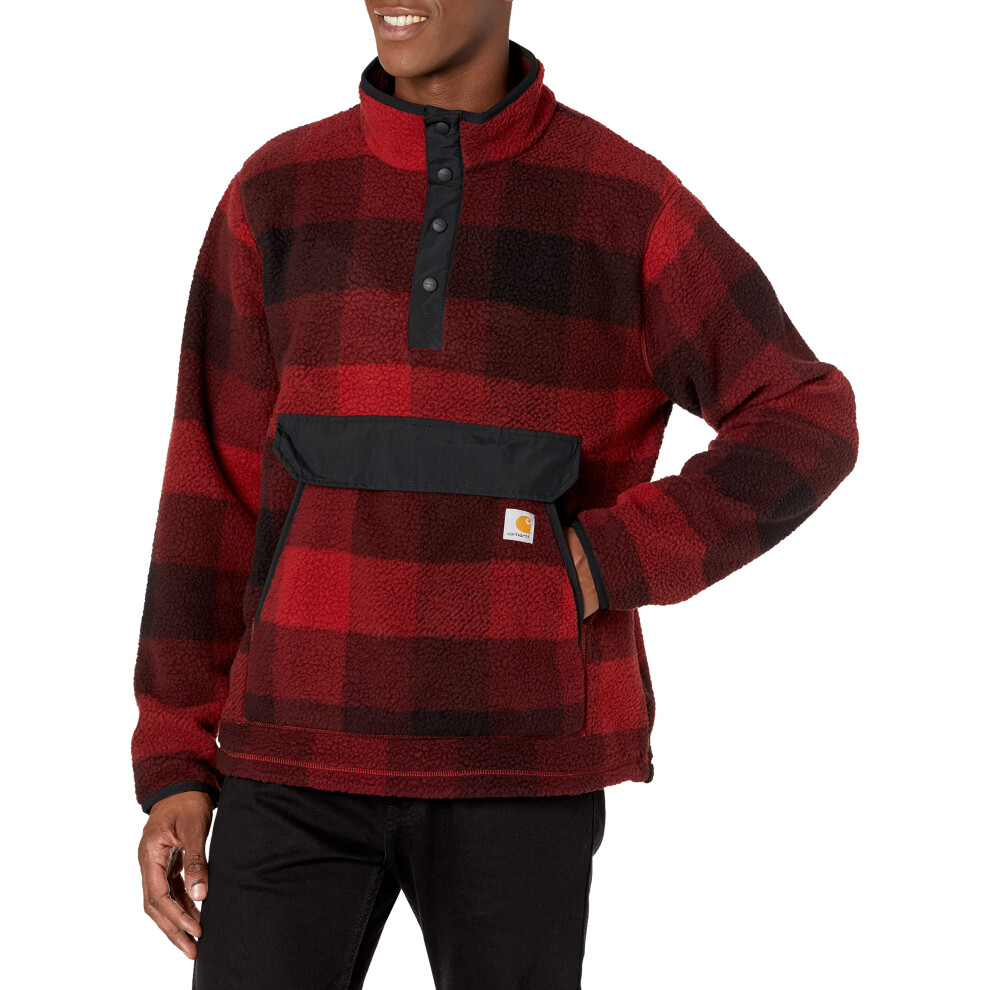 Carhartt Men's Big & Tall Relaxed Fit Fleece Pullover  Oxblood Plaid