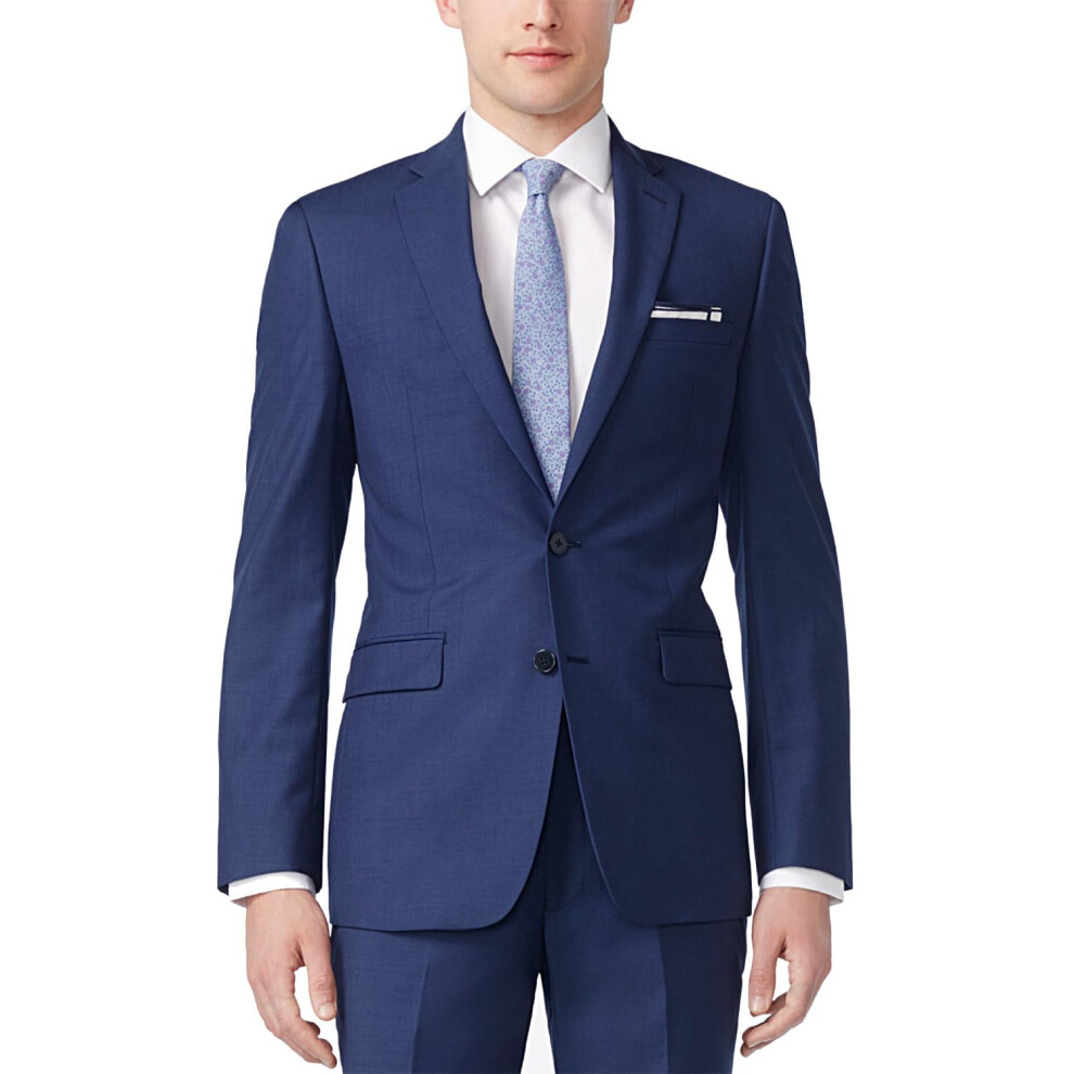 Calvin Klein Men's Slim Fit Suit Separates  Solid Medium Blue  44 Regu