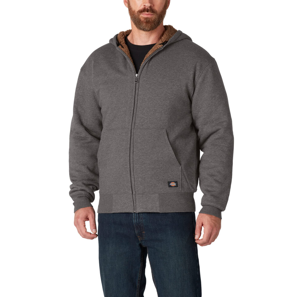 Dickies Men's Sherpa Lined Fleece Zip Hoodie  Dark Heather Grey  S