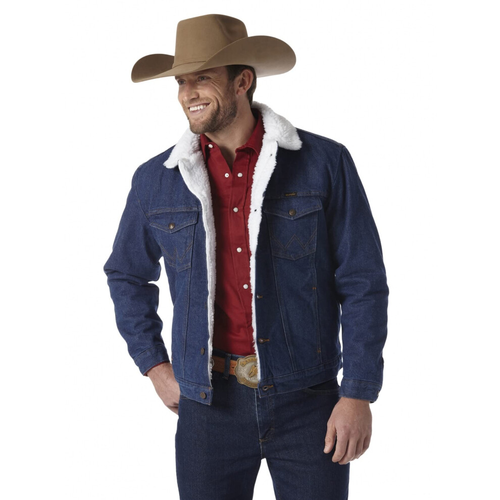 Wrangler Men's Style Cowboy Cut Western Lined Jacket  Denim/Sherpa  La