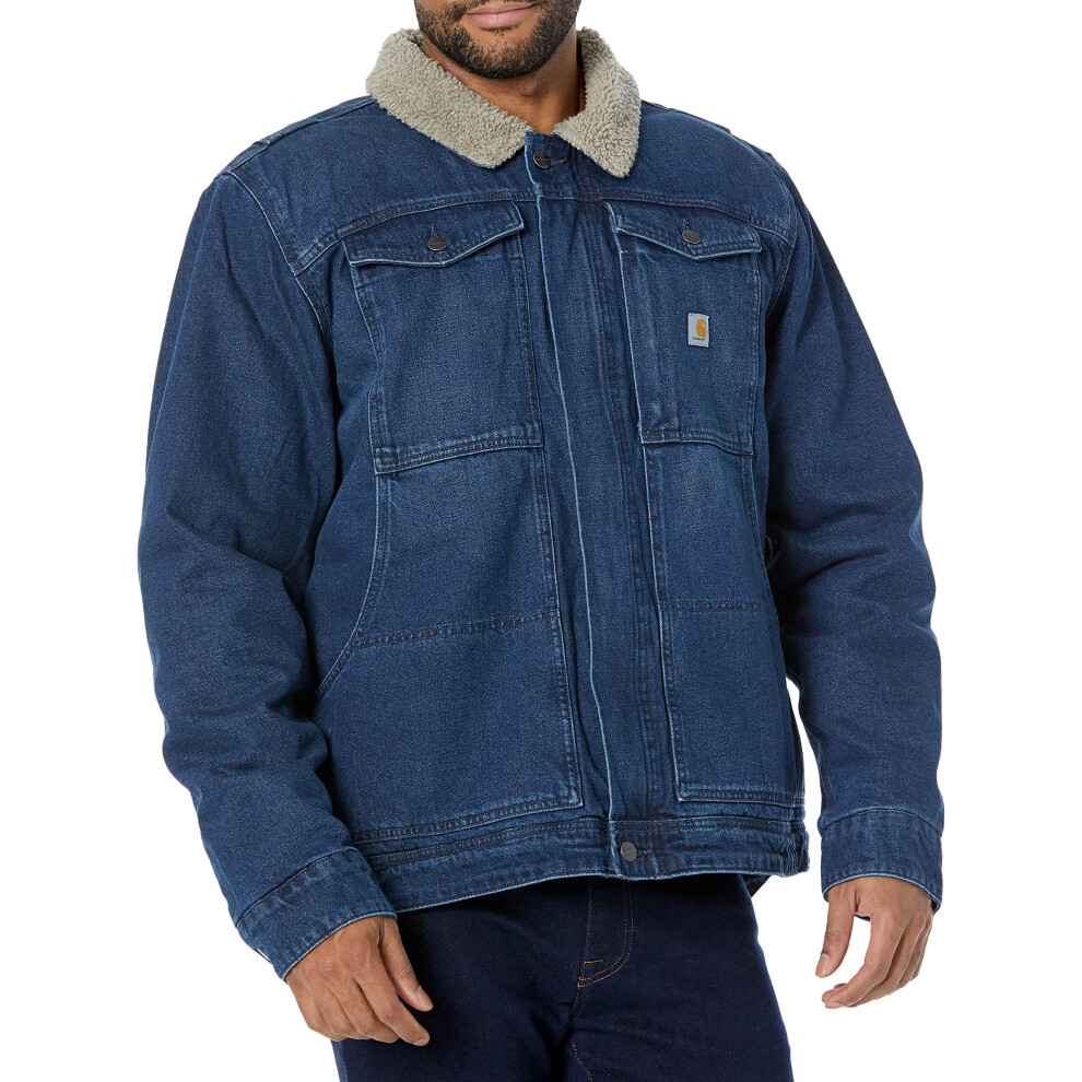 Carhartt Men's Big Relaxed Fit Denim Sherpa-Lined Jacket  Beech  XX-La