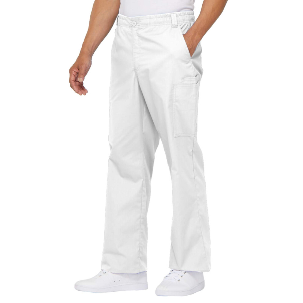 Dickies Men's Signature Elastic Waist Scrubs Pant  White Large Tall