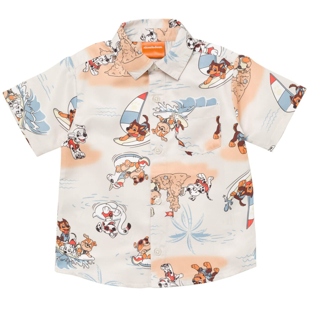 Paw Patrol Rubble Marshall Chase Toddler Boys Hawaiian Button Down Shi