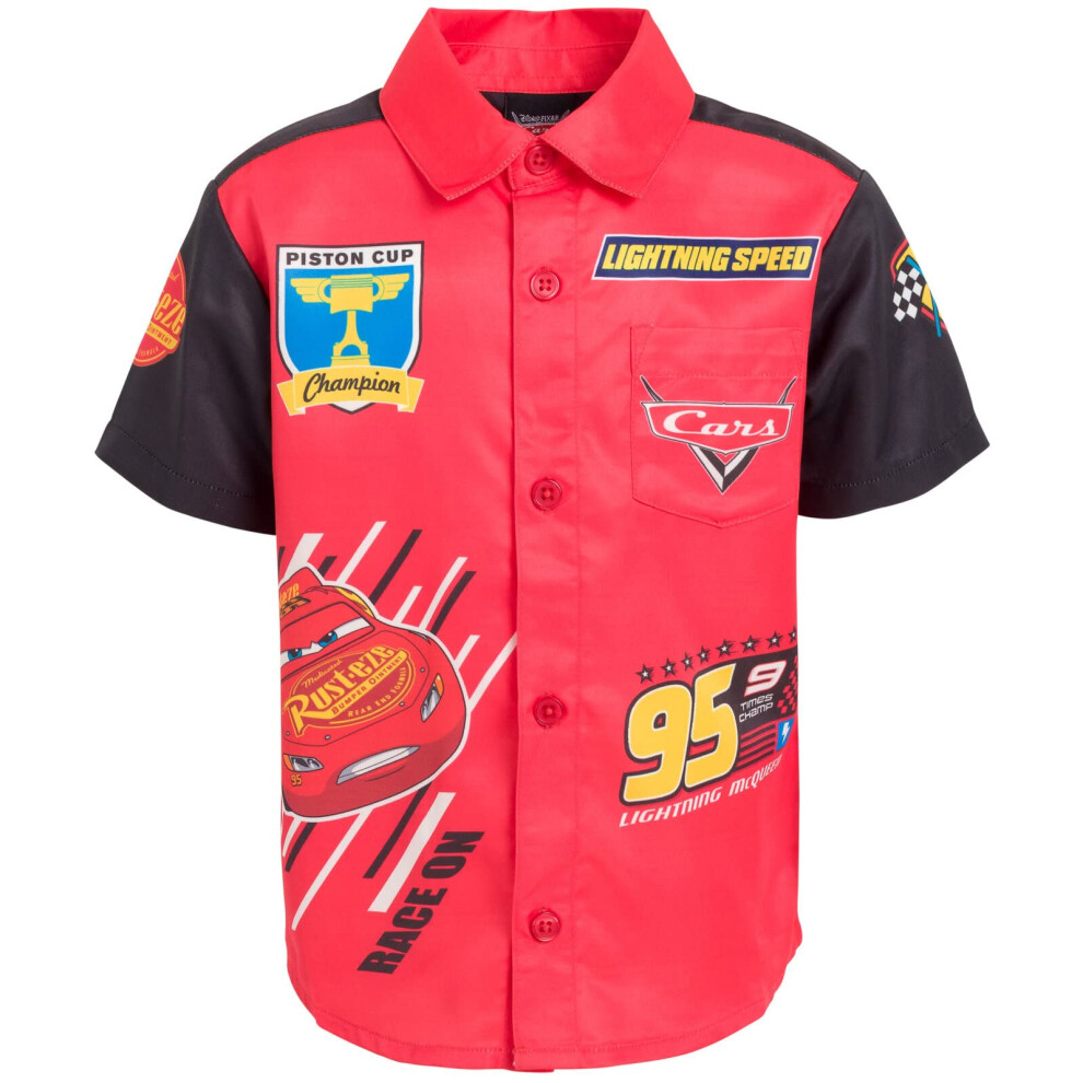 Disney Pixar Cars Lightning McQueen Toddler Boys Hawaiian Button Down