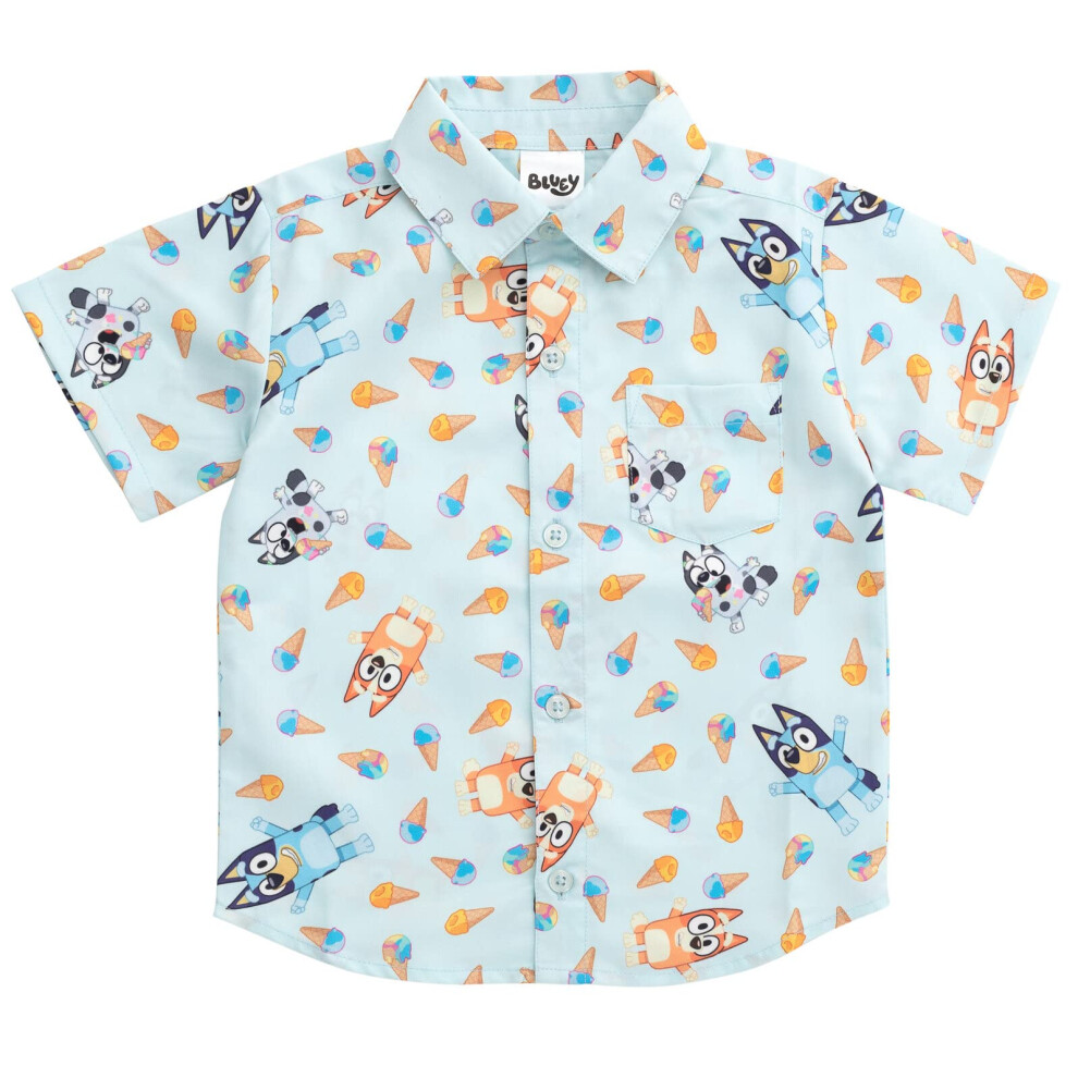 Bluey Bingo Toddler Boys Hawaiian Button Down Dress Shirt 3T