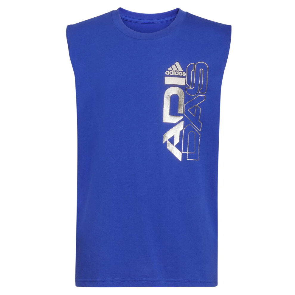 adidas Boys Active Muscle Tee Sport Logo Tank (Semi Lucid Blue  Medium