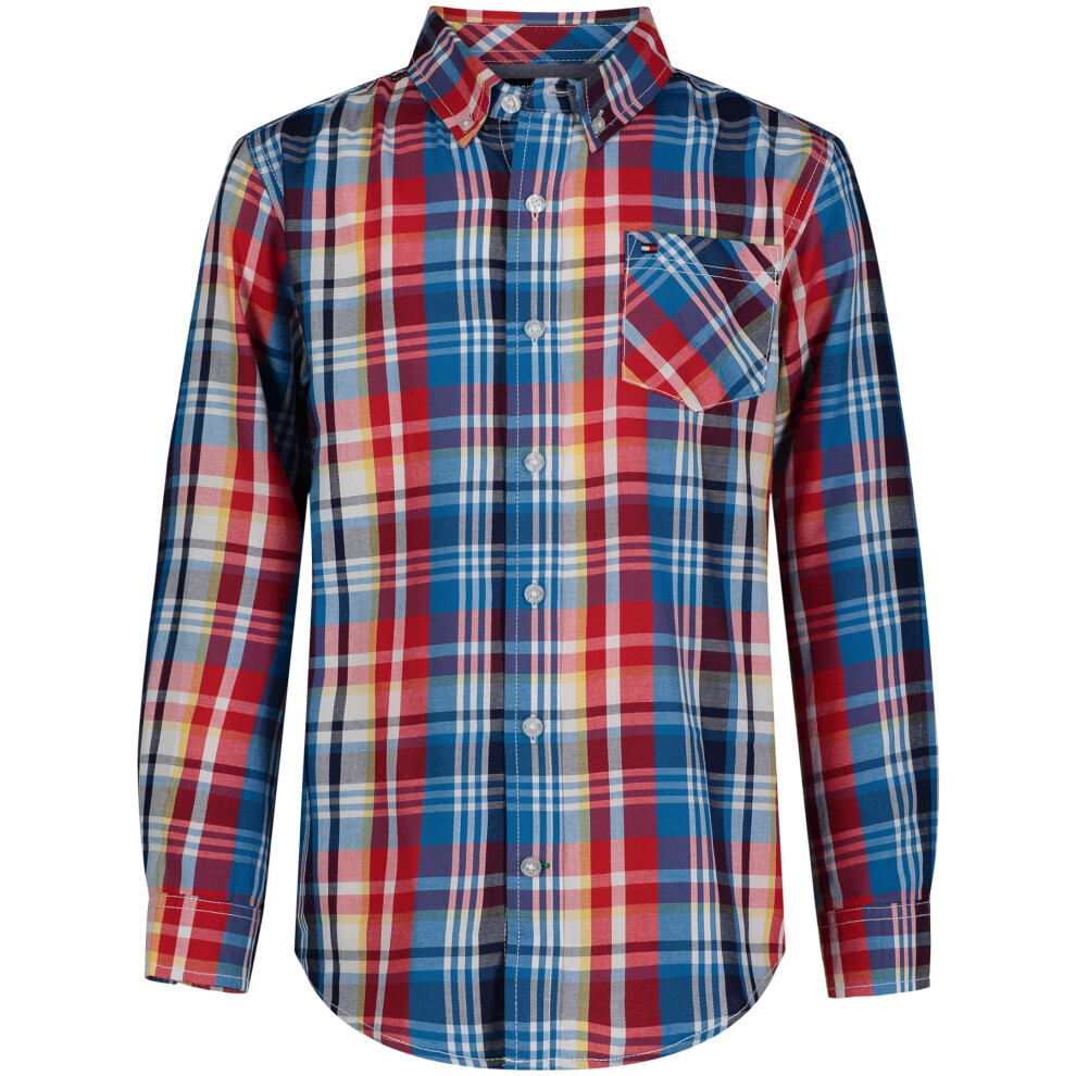 Tommy Hilfiger Boys' Long Sleeve Woven Button-Down Shirt  Cerulean Ico