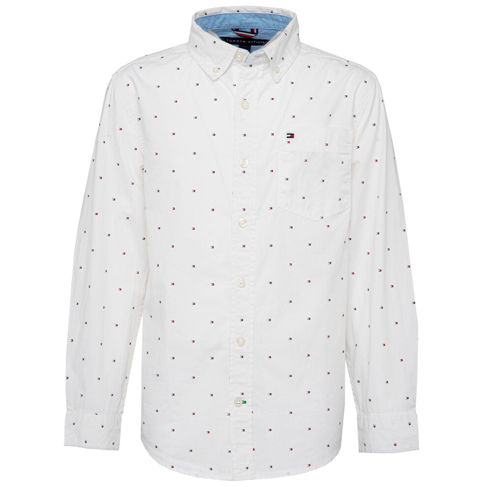 Tommy Hilfiger Boys' Long Sleeve Woven Button-Down Shirt  Ellison Whit